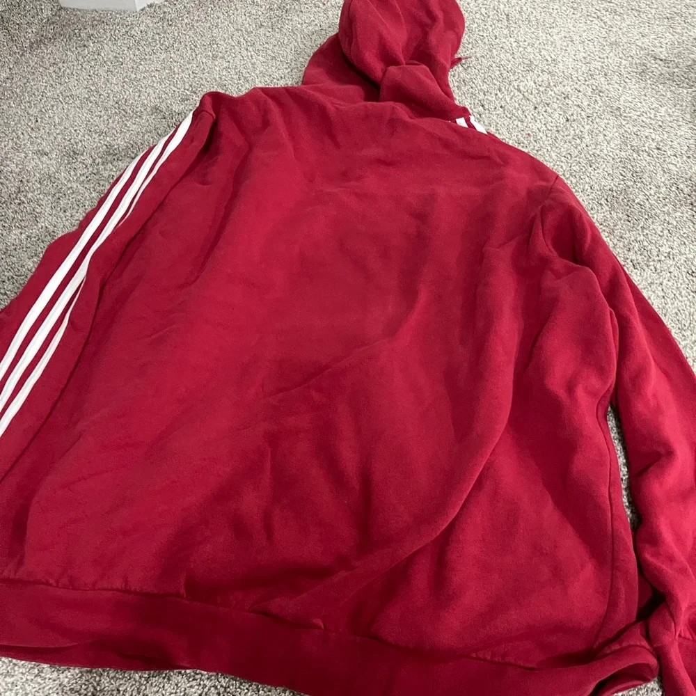 Adidas Men's Bold Red Zip-Up Hoodie - Picture 5 of 5